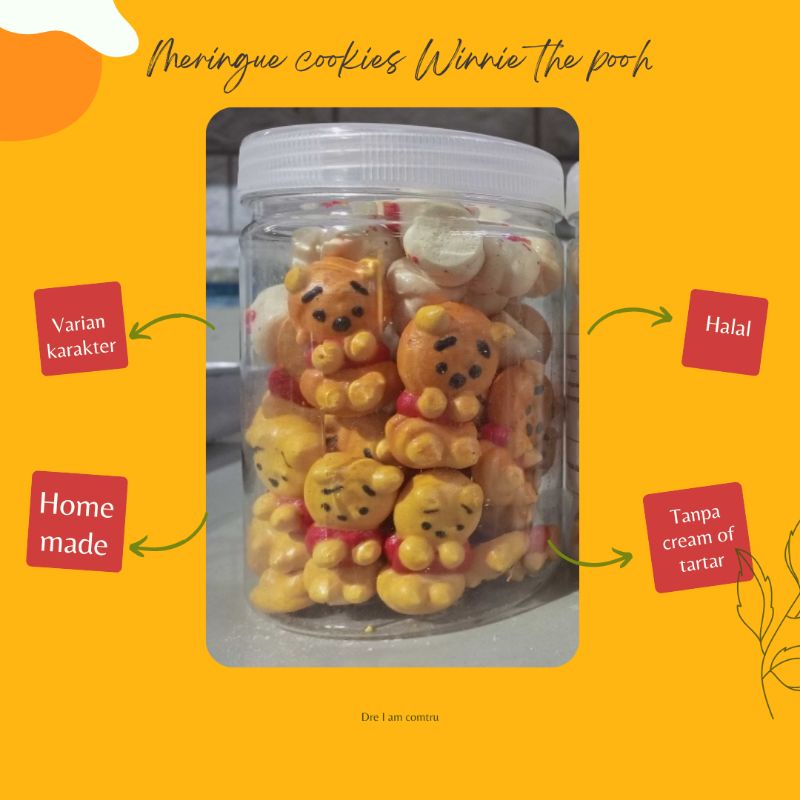 

MERINGUE COOKIES WINNIE THE POOH KUE BUSA PRANCIS TANPA CREAM OF TARTAR