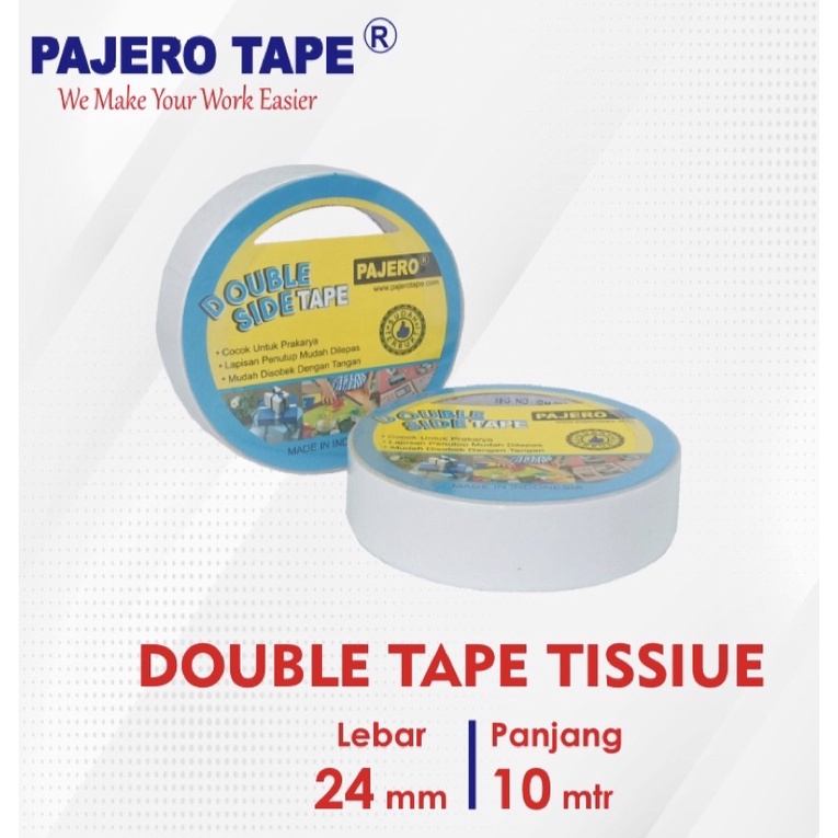 

1pcs ISOLASI DOUBLE TAPE PAJERO PUTIH SELOTIP 2 SISI PEREKAT Linko