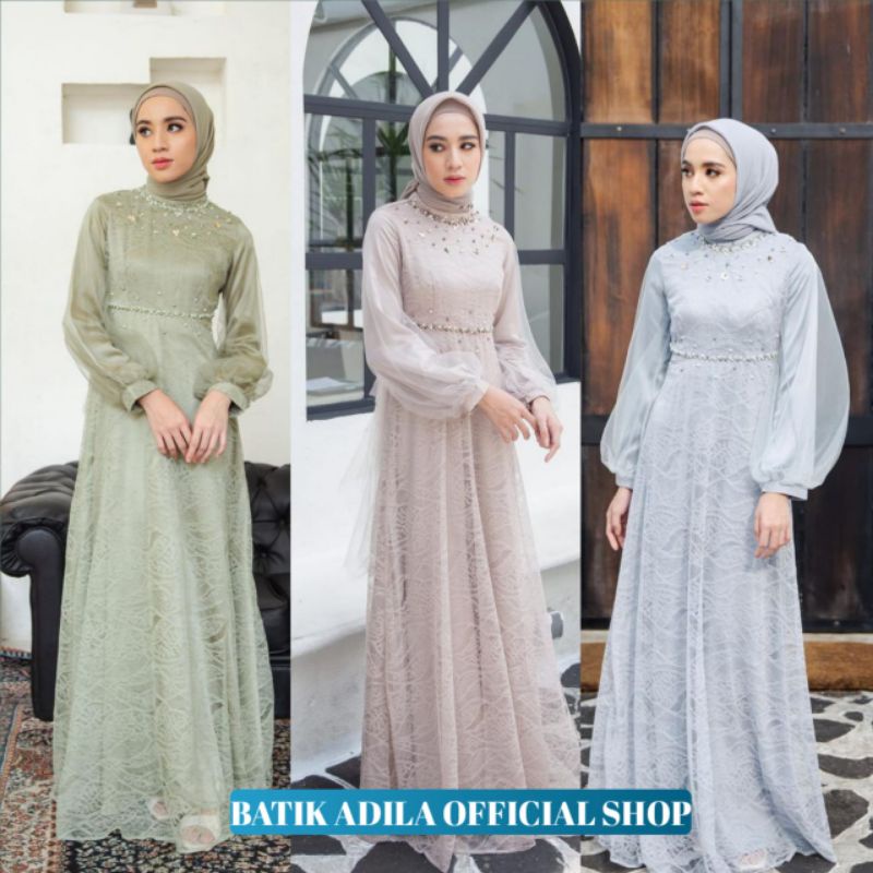 GAMIS TERLARIS BRUKAT NADINE / GAMIS FASHION REMAJA/GAMIS PESTA NIKAHAN size S M L XL