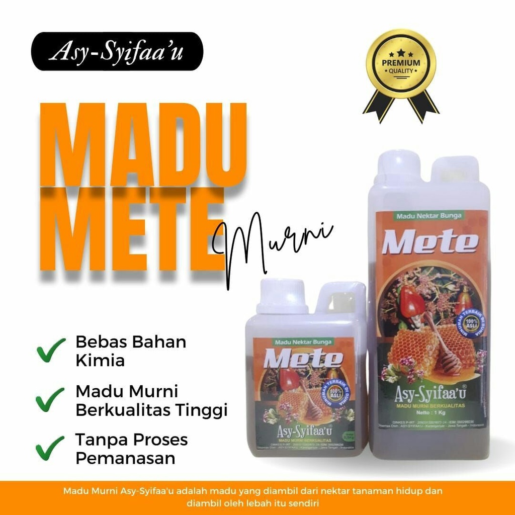 

Madu Mete Asy - Syifaa'u 1000gr 1 Kg Madu Hutan Murni 100% Asli