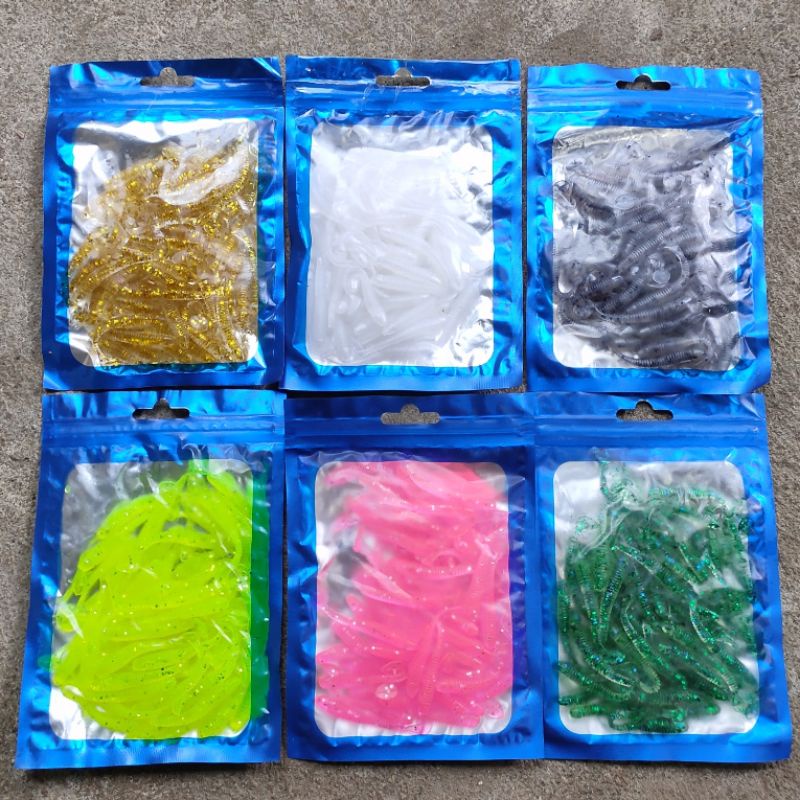 50pcs/bag Umpan Soft Lure Cacing - Umpan Casting Softlure Lazarus - Softlure Paddle Tail isi 50 pcs
