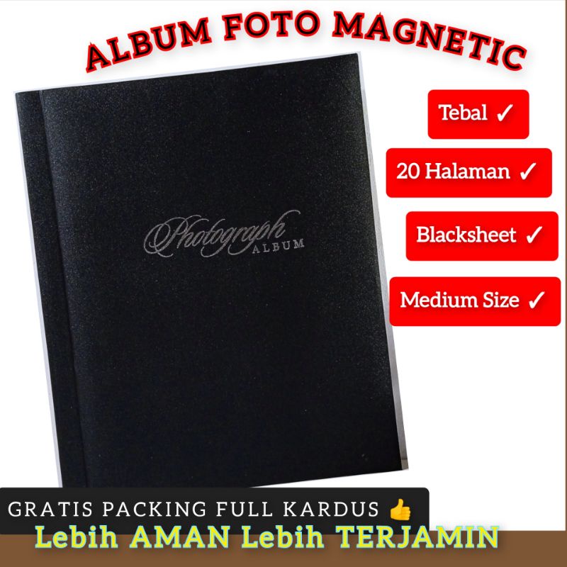 [PACKING FULL KARDUS] Buku Album Foto Wedding &amp; Family Perekat Black Sheet Medium