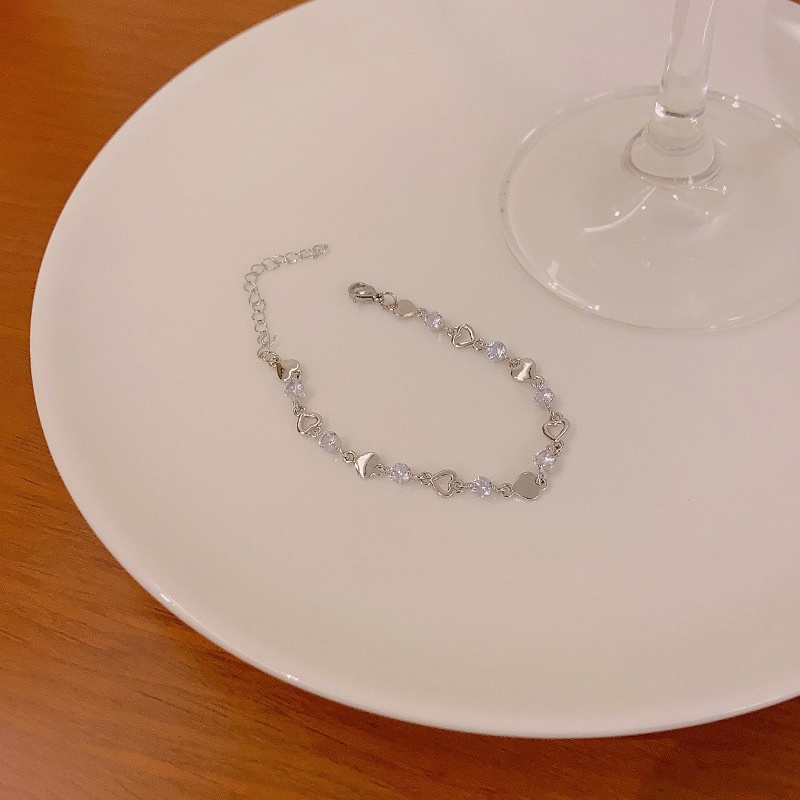 Gelang Zirkon Hati Mewah Perhiasan Tangan Fashion Wanita