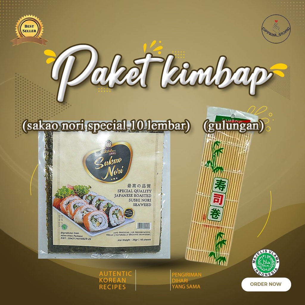 

Paket Sakao Nori 10 Lembar dan Tikar Penggulung Sushi