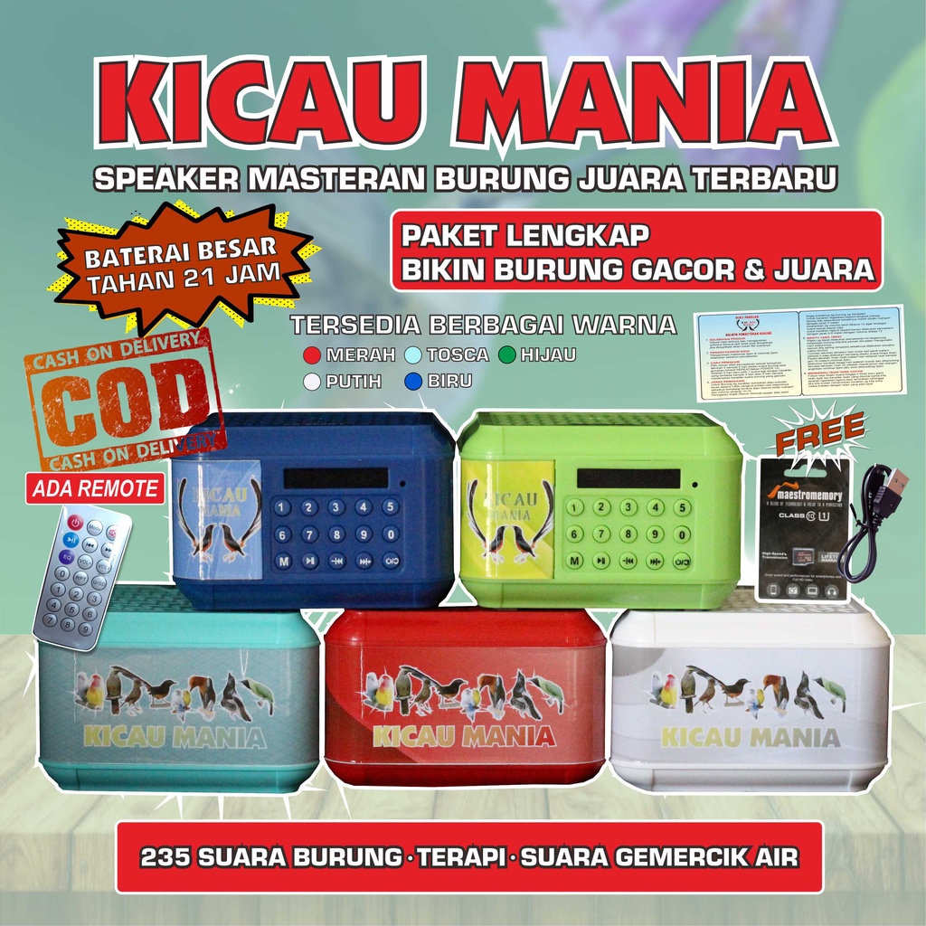 (FULL WARNA) SPEAKER MASTERAN BURUNG 99 ISIAN & 235 ISIAN KICAU MANIA BONUS REMOTE