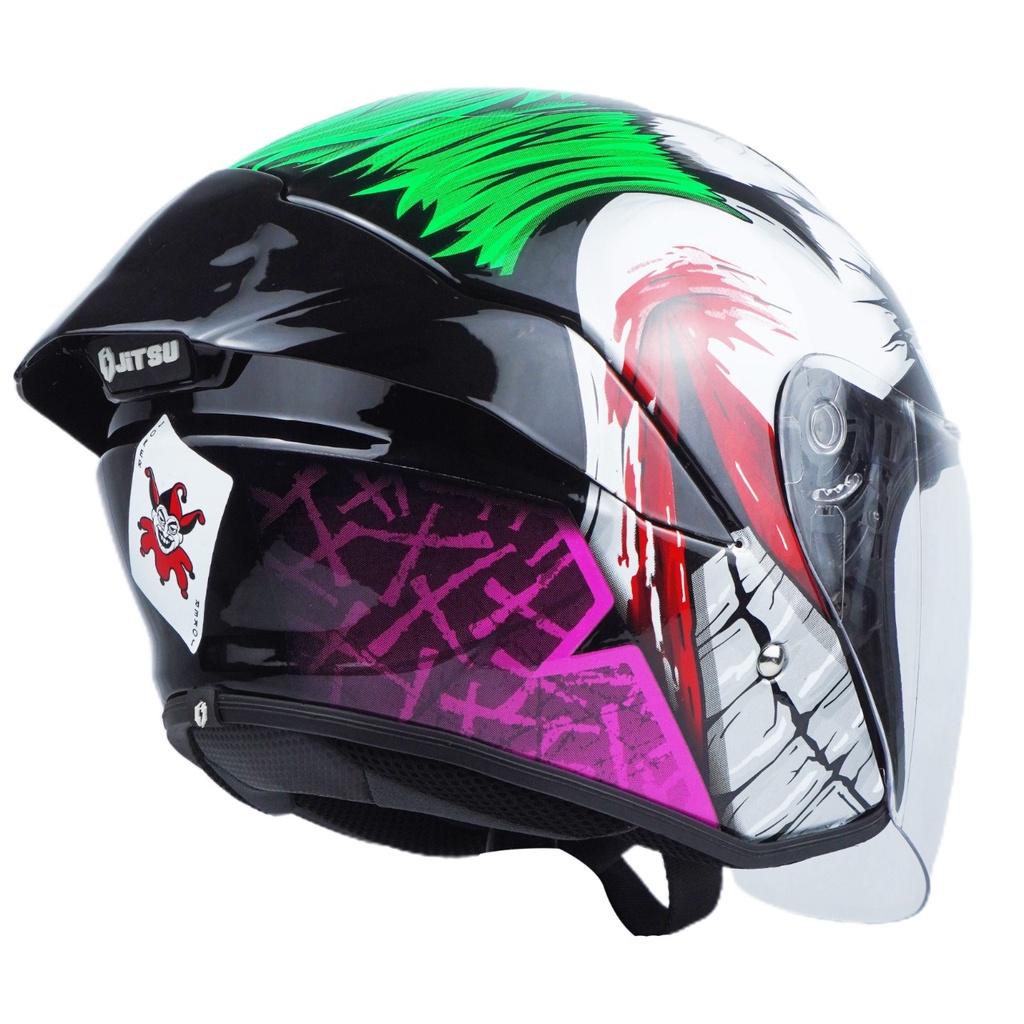 Jitsu Helm Half Face Joker Hitam Gloss