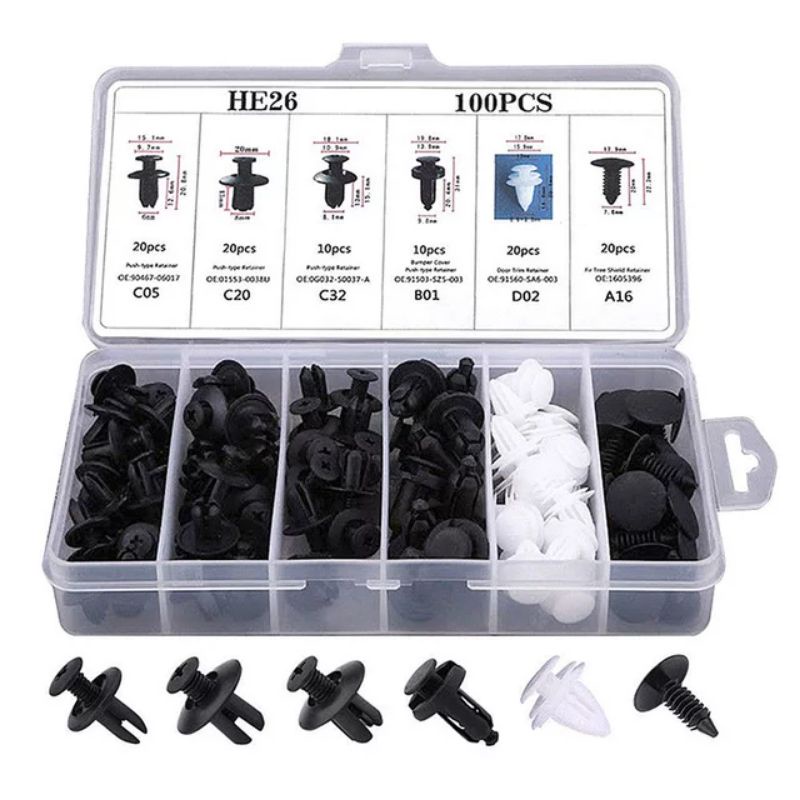 Termurah 100PCS Clip Trim Kit Mobil Baut Rivet Mobil Universal / Car Retainer Clips Kit Auto