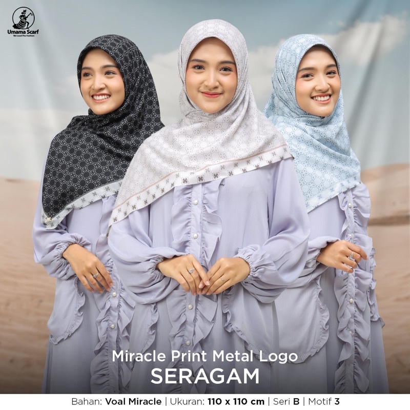 HIJAB SEGI EMPAT VOAL MIRACLE MOTIF PREMIUM LOGO BESI LASER CUT BY UMAMA