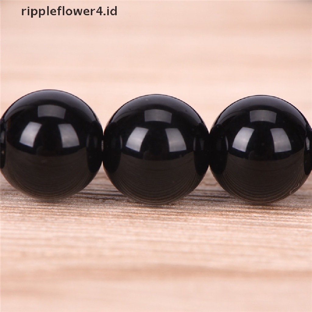 {rippleflower4.id} Fashion Mens Black Tourmaline Matte Agate Stone Protection Yoga Manik-Manik Stretch Gelang~