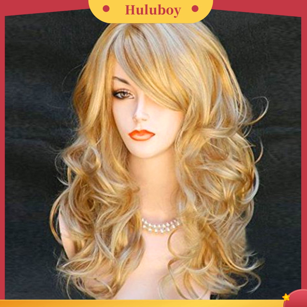 Wig Rambut Panjang Keriting Natural Tahan Panas Untuk Wanita