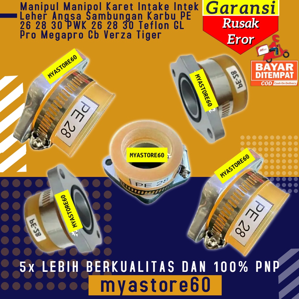 Manipul Manipol Karet Intake Intek Leher Angsa Sambungan Karbu PE 26 28 30 PWK 26 28 30 Teflon GL Pro Megapro Cb Verza Tiger