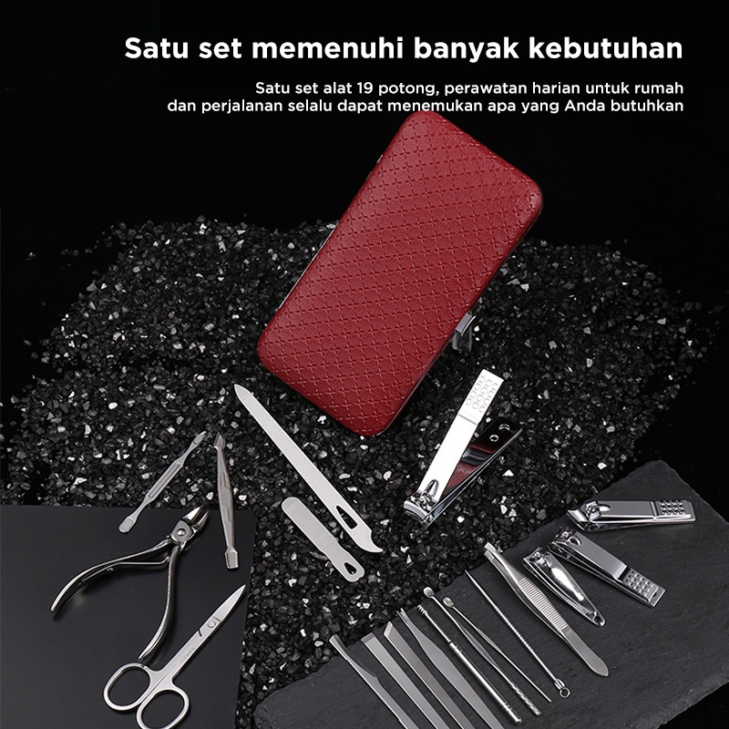 Holiven Gunting Kuku Set 19in1 Manicure Perawatan Kuku