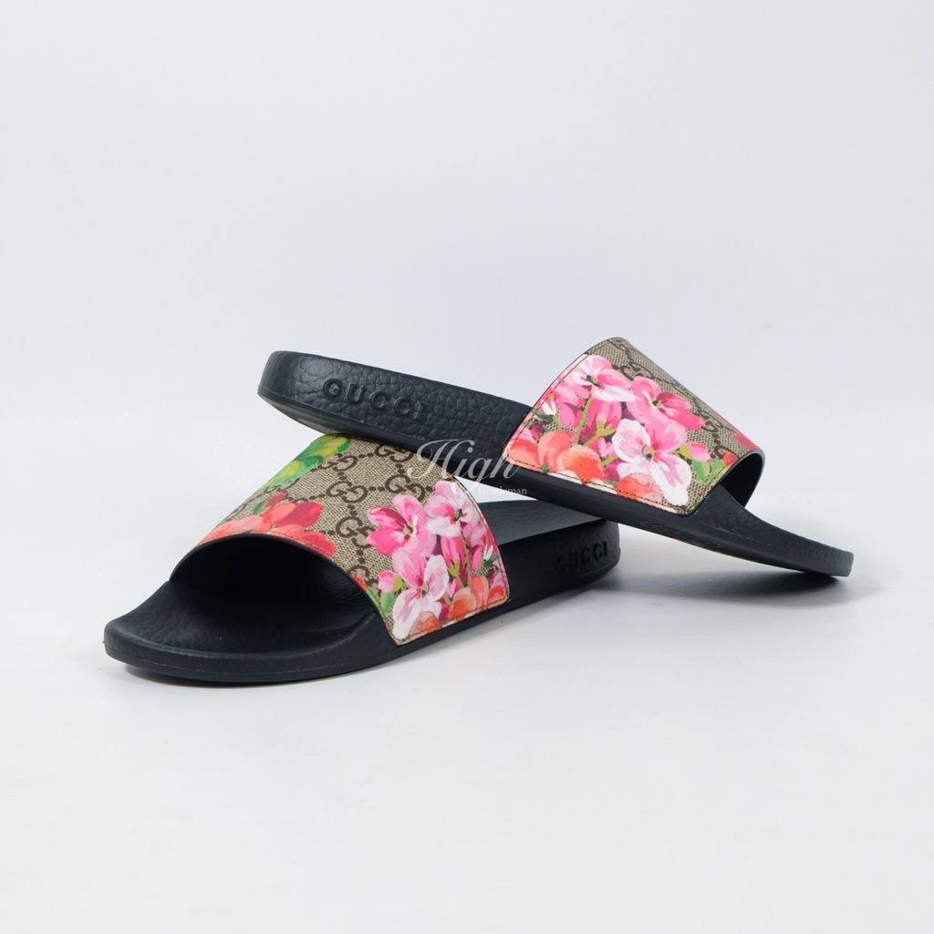 GG Women GG Blooms Supreme Slides Beige Ebony Multicolor 100% Authentic