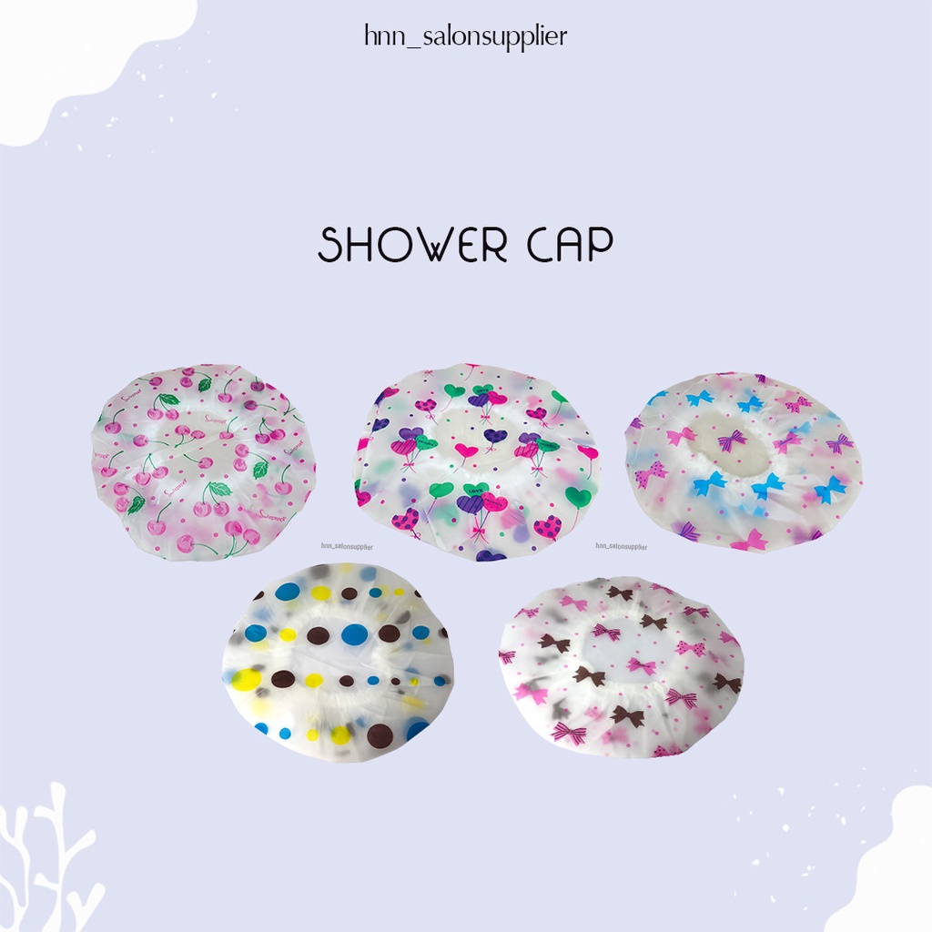 Shower Cap Cup Penutup Kepala Pelindung Rambut Motif Bunga