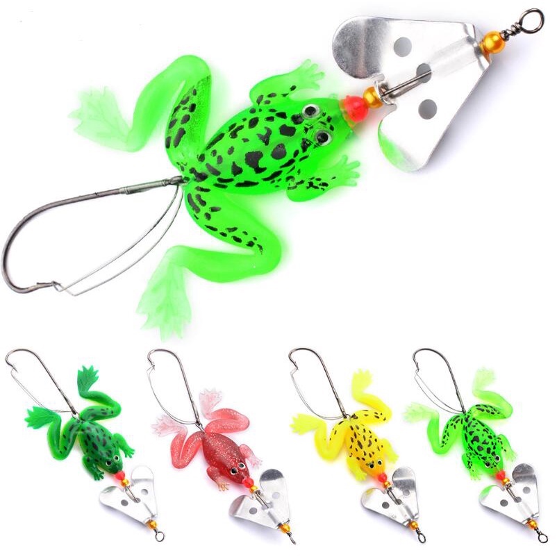 Umpan Pancing Lembut Bionik Katak Kodok Tiruan Kait Ganda Simulasi Putar Tubuh Berongga Palsu Umpan 