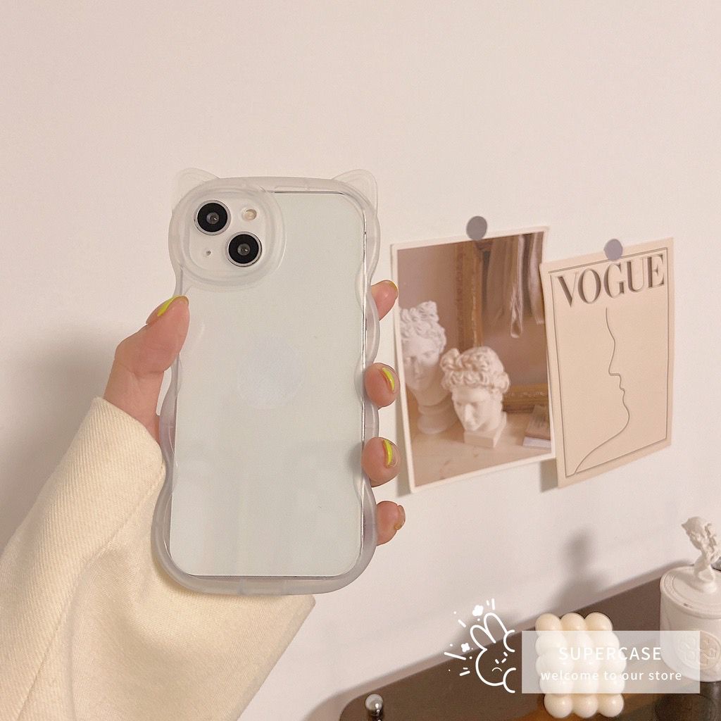 #1601 Case Bening Transparan Gelombang Telinga Kucing For Ip Xr Ip 11 Ip 11 Ip 12 Ip 13 Ip 12 Pro Ip