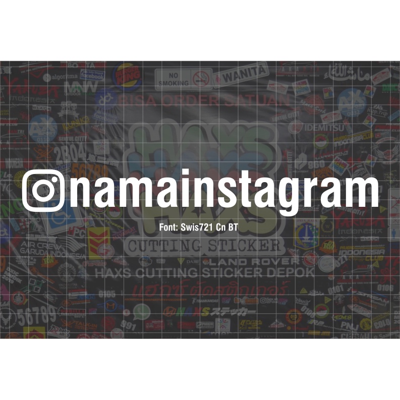 Cutting Sticker Nama Instagram Custom Font Swis Ukuran Tinggi 2.5 Cm