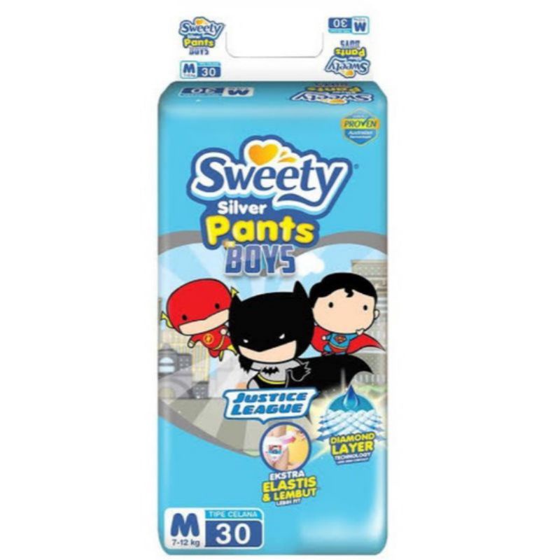 Sweety Silver Pants Boy M30 Popok Sekali Pakai Celana M 30 Diapers Pampers Promo Murah Sale Diskon A