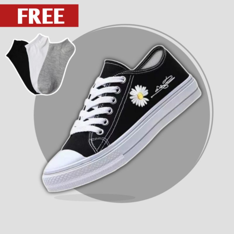 Sepatu Cewek Sekolah Sneakers Import Warna Hitam