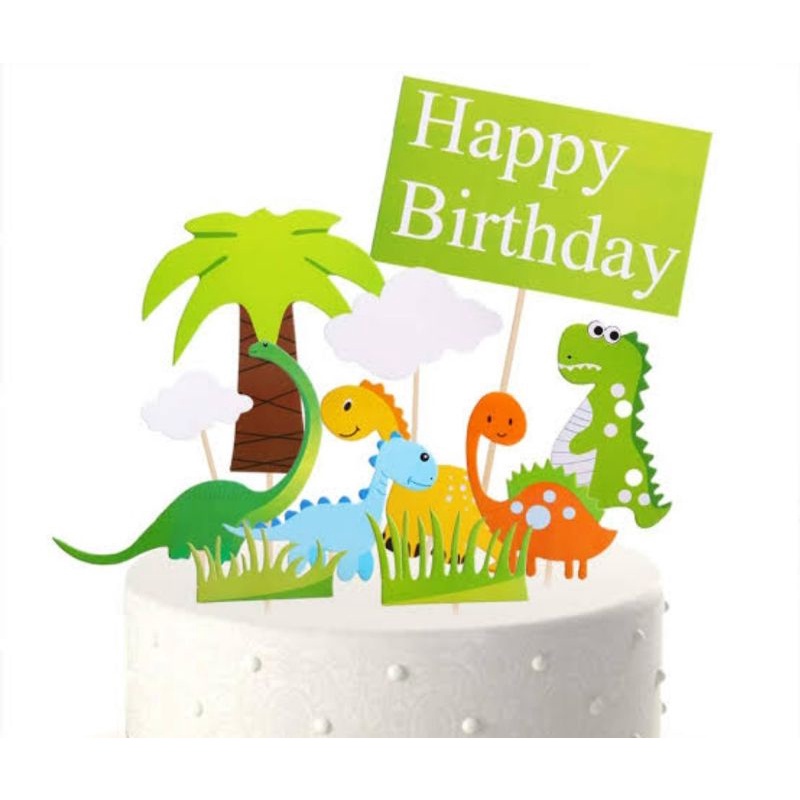 Cake Topper DINOSAURUS hiasan kue Happy Birthday dekorasi kue cake Topper kue ulang tahun DINOSAURUS