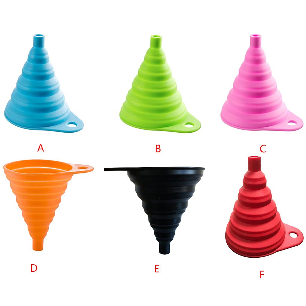 Collapsible Funnel Silicone Foldable Botol Air Dapur Minyak Cairan Bubuk Transfer Funnel Pink