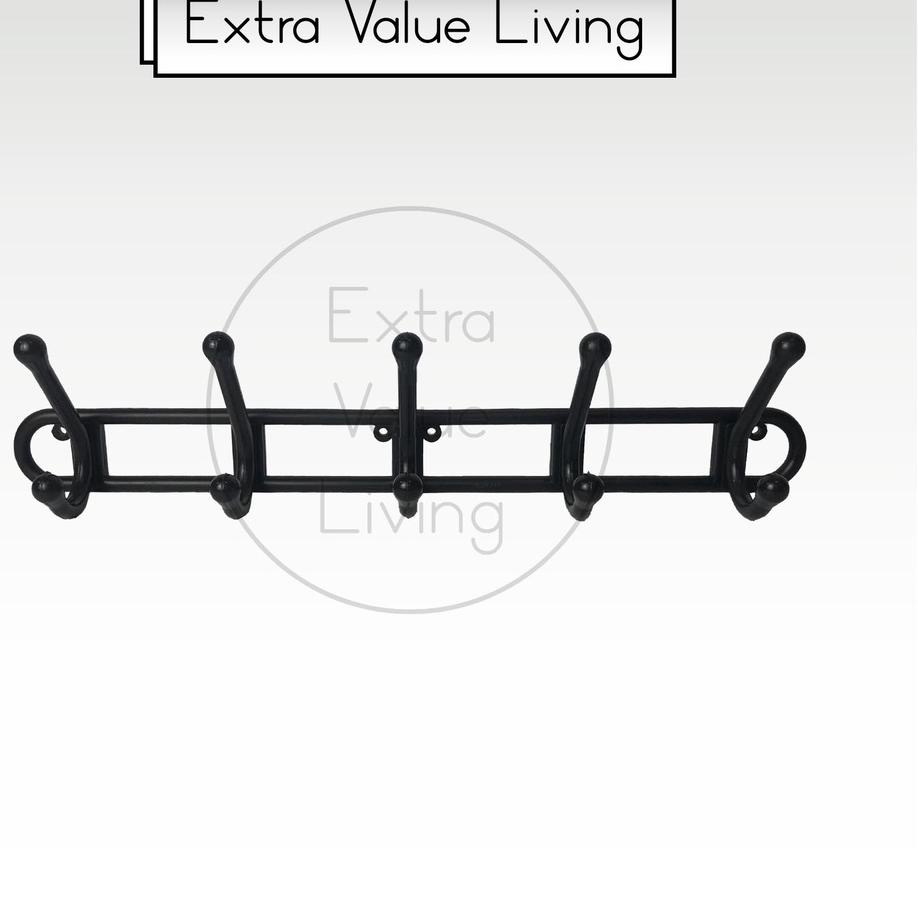 VIENTO Kapstok Plastik 5 hook Gantungan Baju Wall Hanger Hitam