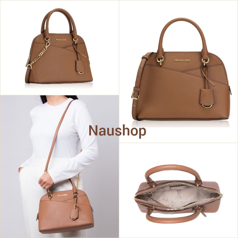 MICHAEL KORS Jet Set Travel Medium Dome Crossbody Satchel Luggage Brown