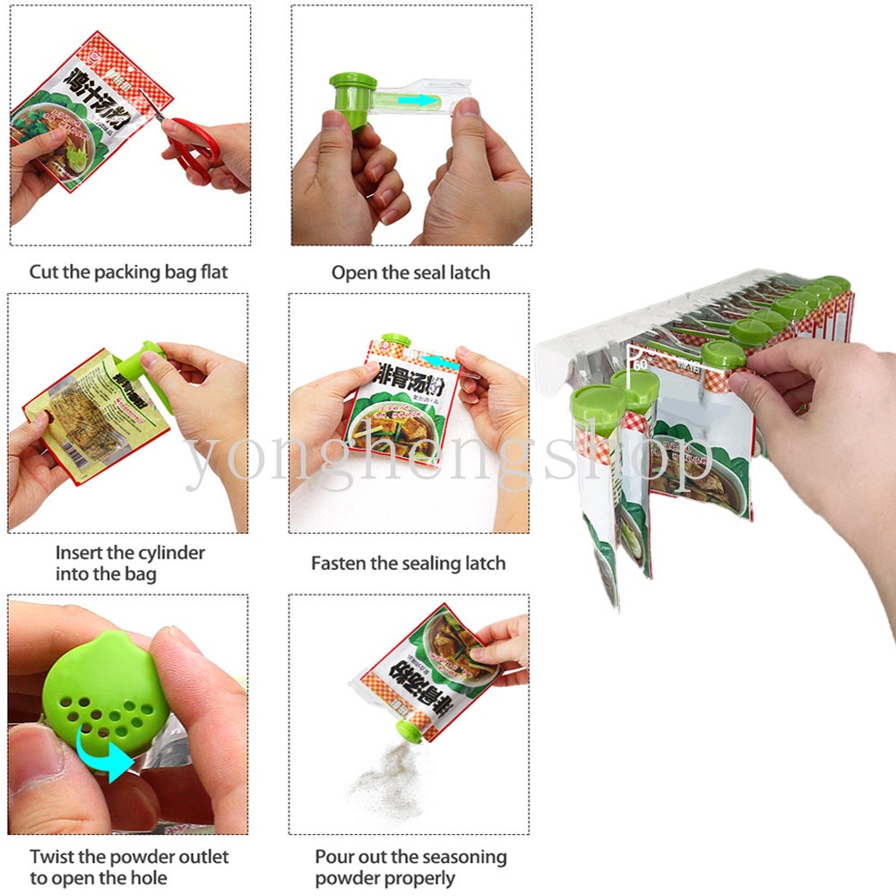 Tempat Kantong Bumbu Tempel Dinding Tempat Bumbu Klip Penyegel Bumbu Bebas Pukulan Rak Penyimpanan Bumbu Dengan Cerorot Gantung Dispenser Bumbu Dapur Organizer