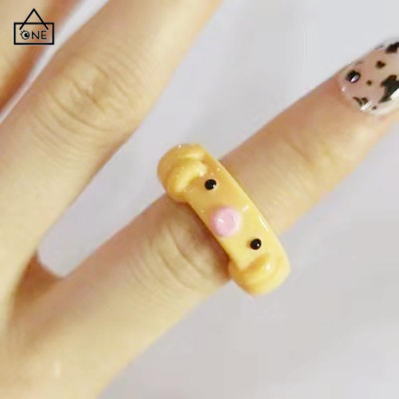 COD❤️Cincin Resin Gurita Warna Permen Kartun Temperamen Sederhana Kreatif Wanita-A.one