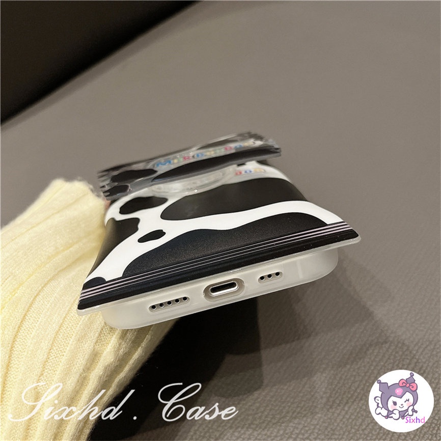 Realme C55 C35 C31 C30 C25 C25Y C21Y C25s C15 C12 C11 C21 C20 C3 9Pro+ 9i 8i 7i 6i 5i Narzo 50i 50A Prime Snack Bag Case Cute Black White Cow Pattern Phone Case Soft Cover