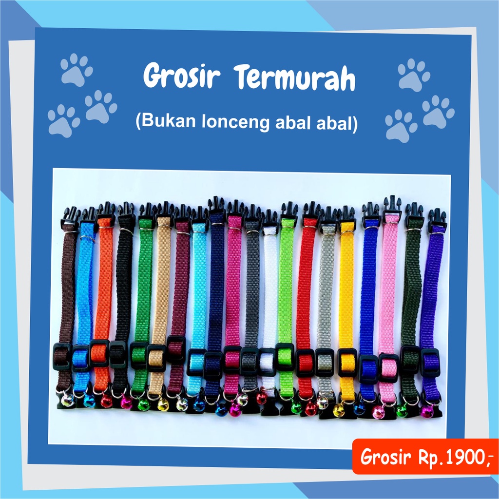 Kalung Kucing Lonceng 10mm Polos Warna Warni [Grosir/Ecer]