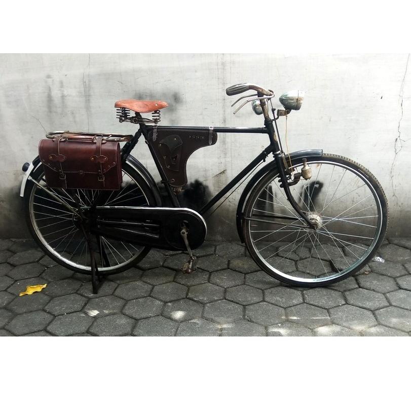 TAS ONTHEL KULIT - TAS SAMPING BONCENGAN ONTHEL -  TAS SEPEDA ONTHEL KULIT ASLI - TAS BAGASI ONTHEL 