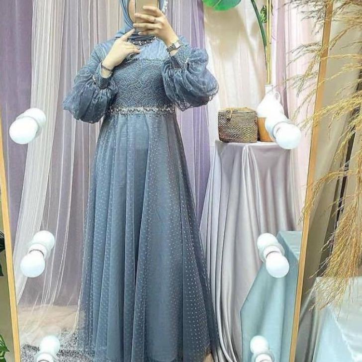 RAWNIE DRESS LENGAN BALON BAJU PESTA /RAFFINA DRESS/GAMIS BROKLAT • EGP.21De22y