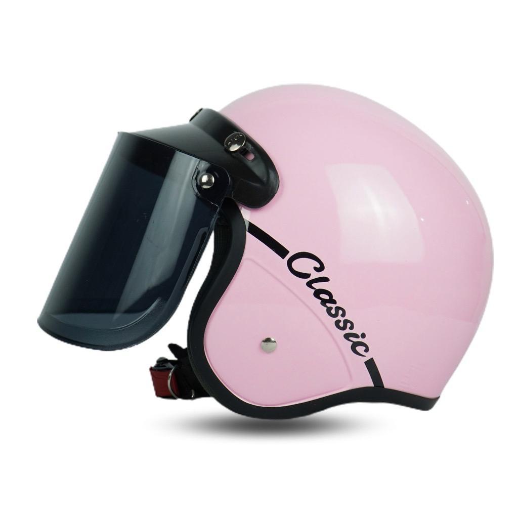 Helm Bogo Wanita Cantik Dewasa Polos Classic Kekinian Motor Sni Helem Retro Kaca Datar Bening