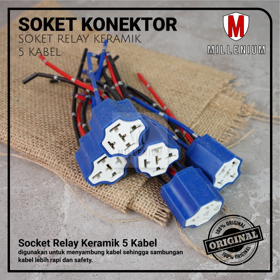 SOKET KABEL RELAY KERAMIK - SOCKET RELAY KLAKSON &amp; LAMPU 5 KABEL BAHAN KERAMIK