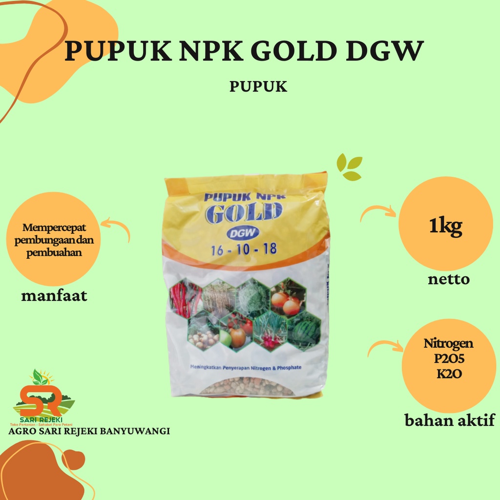 Jual Pupuk Npk Gold Dgw 16 10 18 1kg Shopee Indonesia