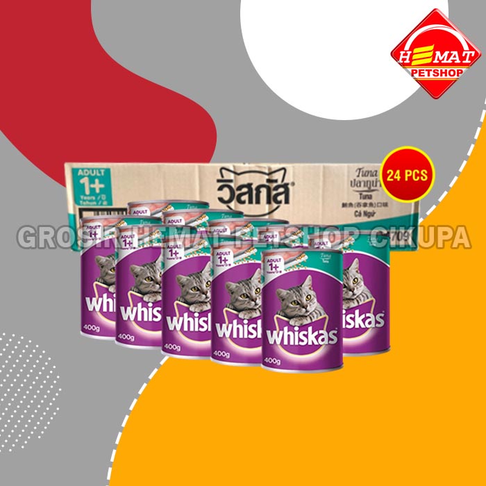 Makanan Basah Kucing Whiskas Kaleng Wetfod Grosir Dus Isi 24 PCS 400GR