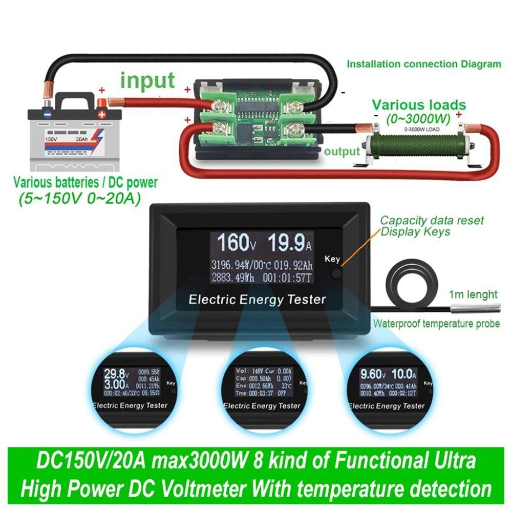 Top Digital Voltmeter Ammeter Presisi Tinggi Wattmeter Indikator Volt Tester Kapasitas Arus