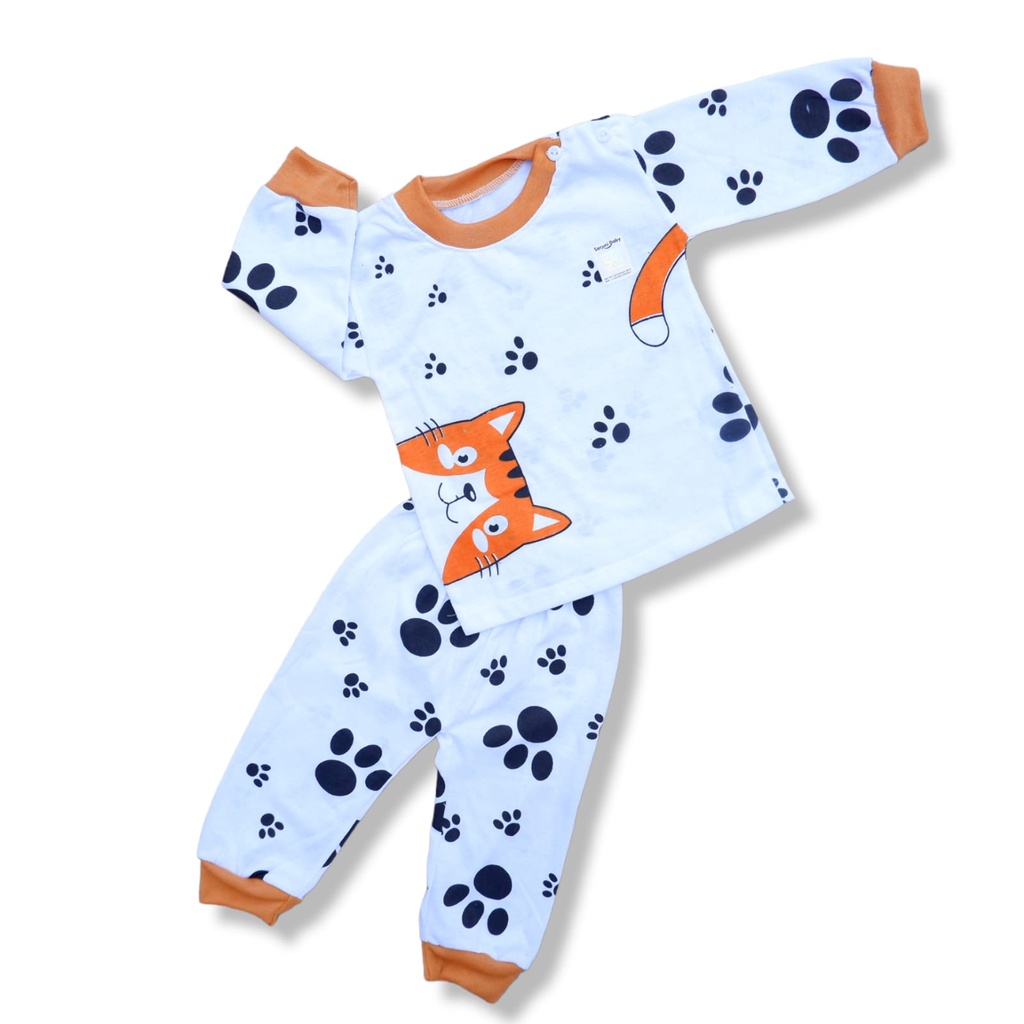 Setelan Panjang Bayi Kancing Pundak SNI 3-18 Bulan Seruni Baby Motif Cat walk