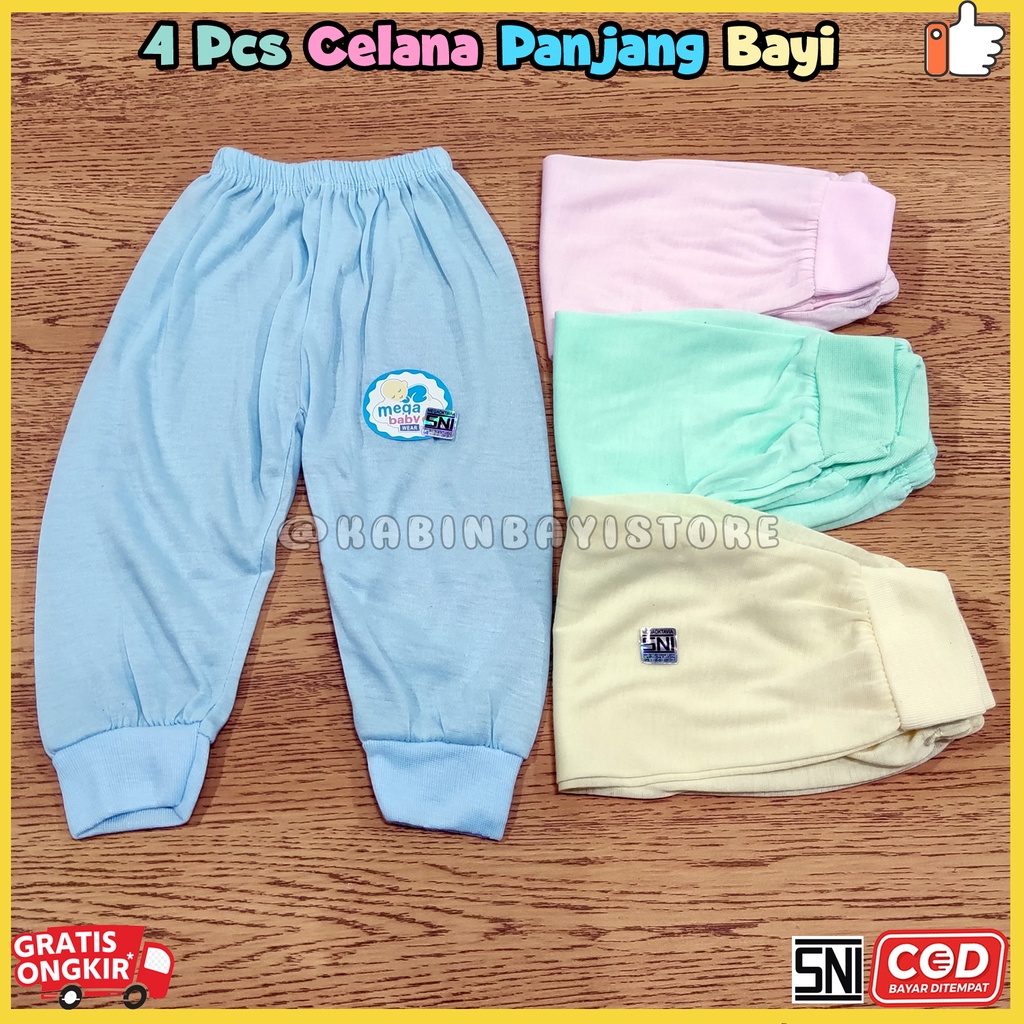 4 Pcs Celana Panjang Bayi Newborn Polos SNI