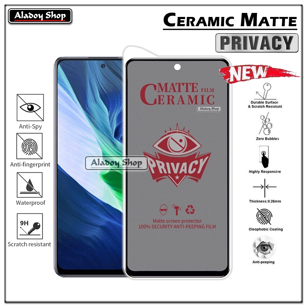 Tempered Glass Anti SPY Infinix Note 10 Anti Gores Privacy + Tempered Glass kamera dan Skin Carbon