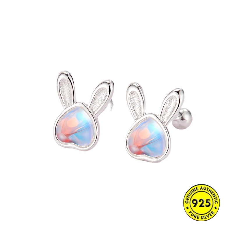 Anting Telinga Kelinci Moonstone Bentuk Hati Cute Screw Ear Lock Anti Hilang U1446