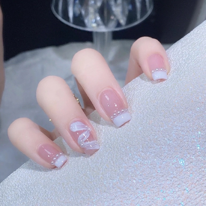 Kuku Palsu 【B117，lem cair】Nikah kuku Wedding False Nailart Pengantin Tangan