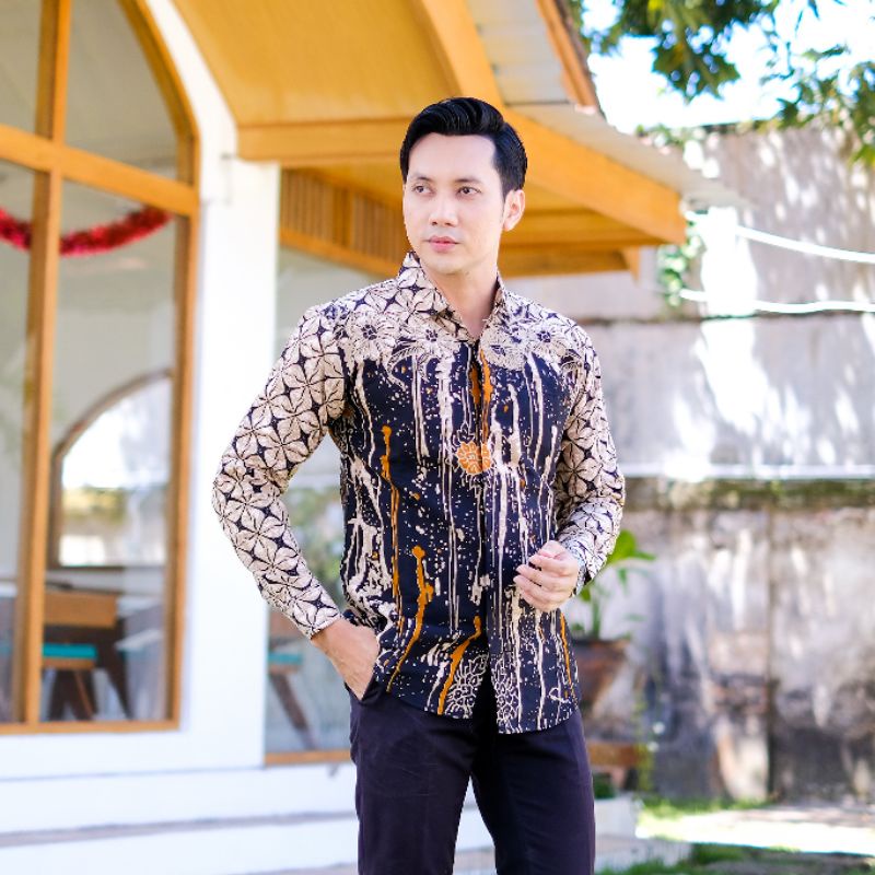 Batik Premium Pria Slimfit Kemeja Batik Pria Slimfit Bahan Katun Primisima Ful Furing Kertojoyo kj29