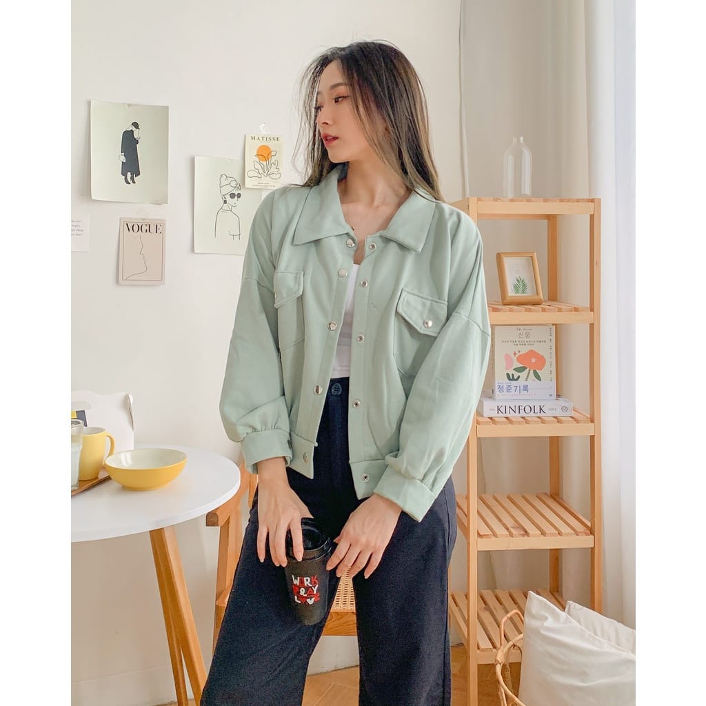 REVA LONG CARDI Atasan untuk kondangan Cardigan sage mint KIYOWO outer motif katun KIYOWO OUTER BALO