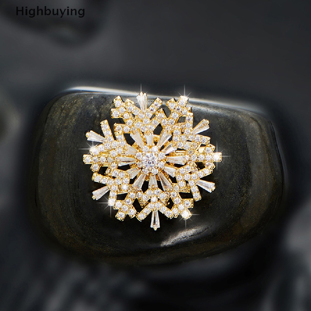 Hbid Fashion Pin Ch Rotatable Spinner Kristal Berlian Imitasi Bros Snowflake Bros Pin Untuk Wanita Pernikahan Perhiasan Bros Aksesori Glory