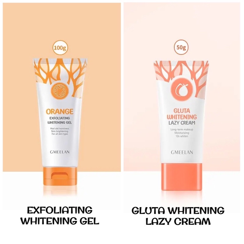 "PAKET ISI 2 - EXFOLIATING GEL + LAZY CREAM - GMEELAN ORIGINAL - GMEELAN EXFOLIATING WHITENING GEL -