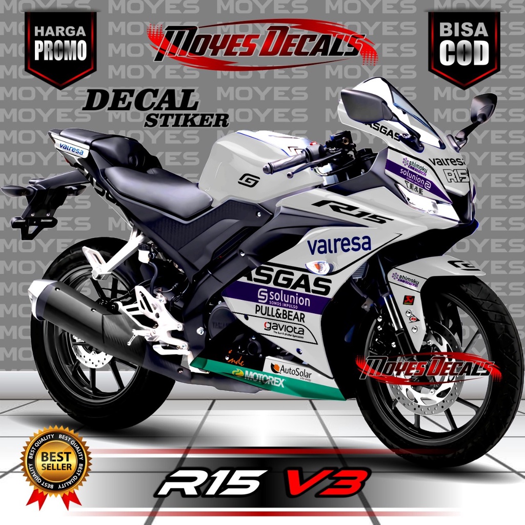 Decal R15 V3 Motif Moto Warna Putih Fullbody