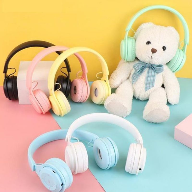 Earphone Bluetooth Macaron Y08 Bass Headphone Bando Bluetooth Y08 Mic Macaron