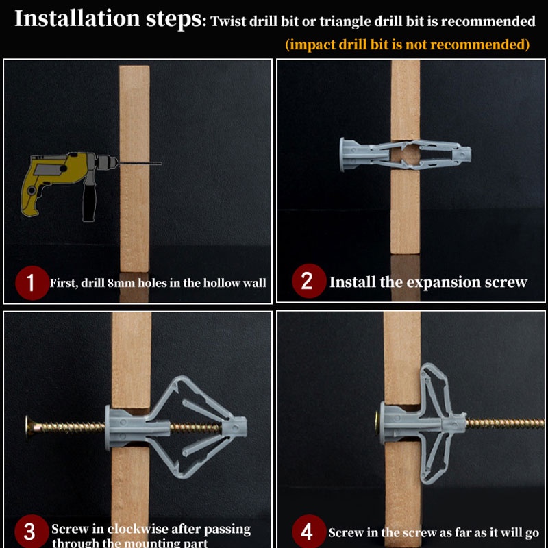 【50 pcs】Expanding Anchors Aircraft/Butterfly Expansion Bolt Set/Gypsum Screws/Sekrup Gypsum/Scrup Gypsum